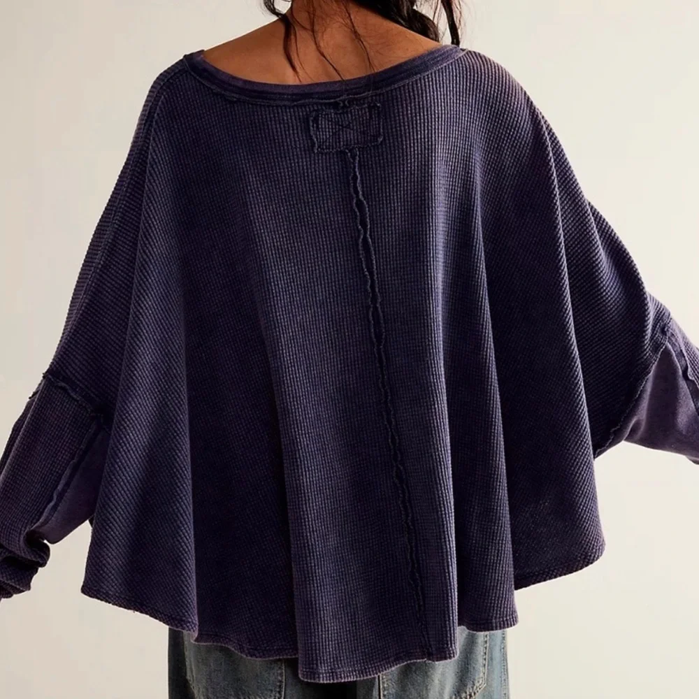 🛑SOLD OUT🛑 FPMicrophone Drop Long Sleeve Oversized Thermal in Navy Size L NWT - Picture 4 of 10